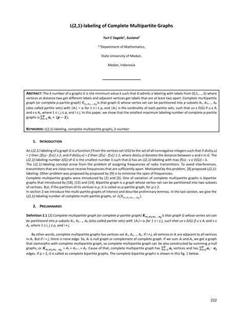 Pdf L Labeling Of Complete Multipartite Graphs