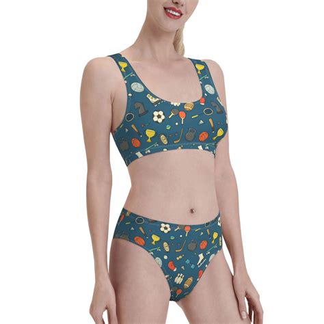 Cauagu Sports Ball Print Women S Low Rise Bikini Set Two Piece Sporty