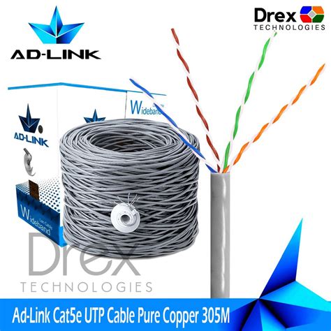 305M Ad Link UTP Ethernet Cable Cat5E Pure Copper 1000Ft Grey UTP Lan