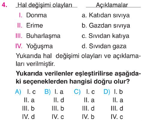 Online Test Z S N F Fen Bilimleri Maddenin Hal De I Imi Testi Z