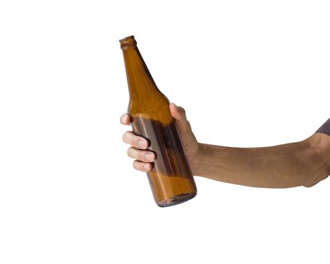 Premium Photo Cropped Hand Of Man Holding Beer Bottle Against White