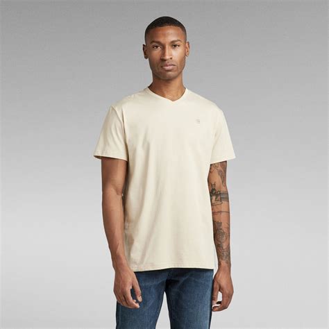 Base S V Neck T Shirt Beige G Star Raw® Dk