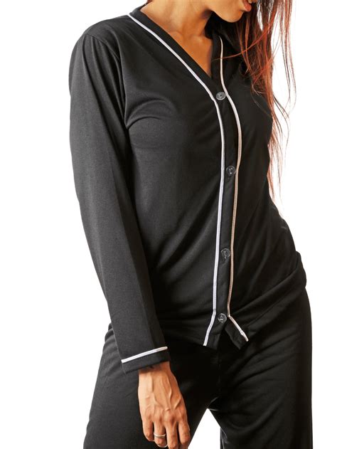 Pijama Americano De Frio Feminino Viscose Elastano Botões Abertos