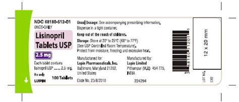 Lisinopril By Lupin Pharmaceuticals Inc LUPIN LIMITED LISINOPRIL Tablet