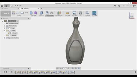 Fusion 360 Bottle With Project Curve Youtube