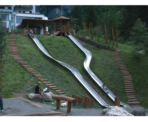 Fhs Holztechnik Double Embankment Slide 9022570200 Sloped Backyard