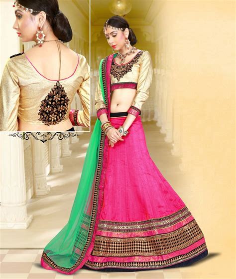 Pink Embroidered Silk Ghagra Choli Monjolika 1463437