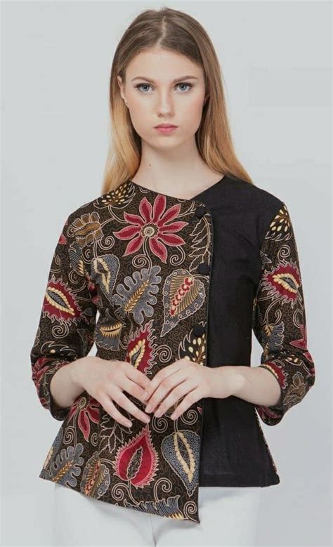 9 Model Baju Batik Kombinasi Polos Untuk Perempuan