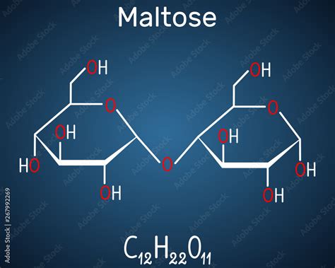 Vecteur Stock Maltose Malt Sugar Molecule Is A Disaccharide