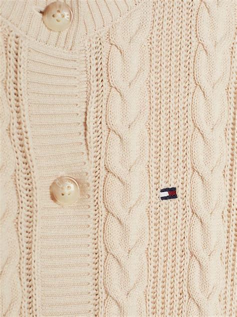 Cable Knit Relaxed Fit Cardigan Beige Tommy Hilfiger