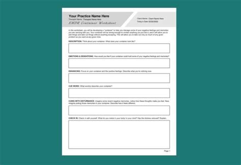 Emdr Container Worksheet Pdf