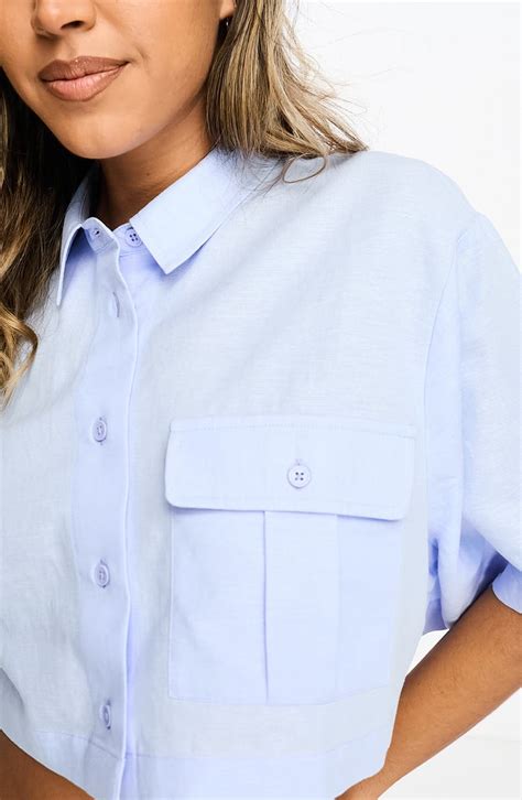 ASOS DESIGN Crop Button-Up Shirt | Nordstrom