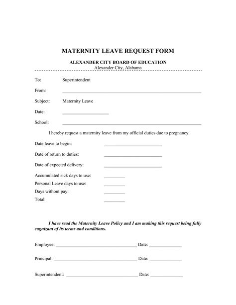 Maternity Leave Form Fill Out Printable PDF Forms Online