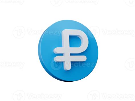 Blue And White Coin Rouble Russia Currency Money Icon Sign Or Symbol D