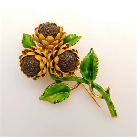 Unique Flower Brooch Vintage Flower Brooch Flower Jewelry Gold And