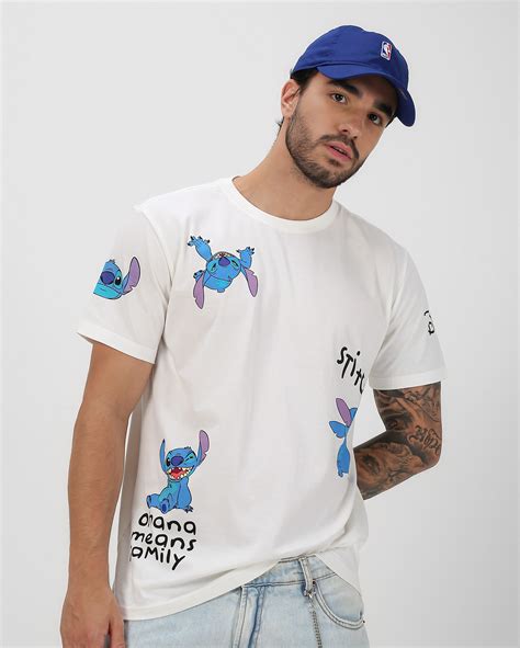 Camiseta Masculina Stitch Branca Disney Fanlab Oficial