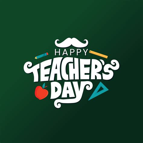 Happy Teachers Day Vector Illustration Text With School Elements For