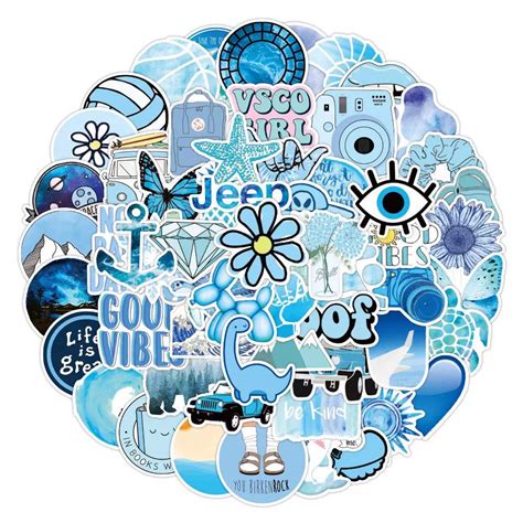 Wavy Cool Blue Aesthetic Sticker Pack for Hydroflask and - Etsy