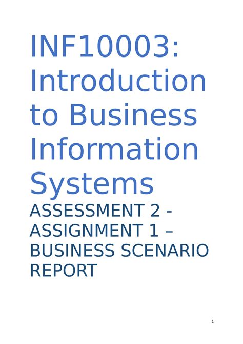 Assignment 1 Business Scenario Report 2022 Inf10003 Introduction To