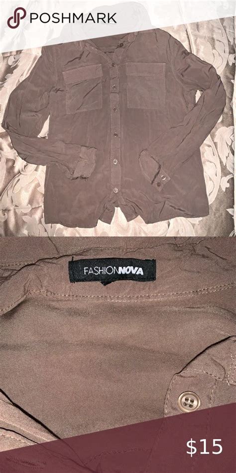 Fashion Nova Brownish Nude Button Top