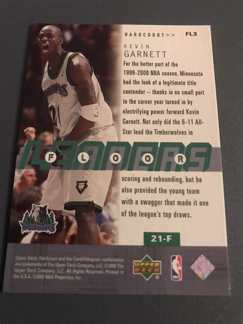 2000 01 Upper Deck Hardcourt KEVIN GARNETT FL3 Floor Leaders