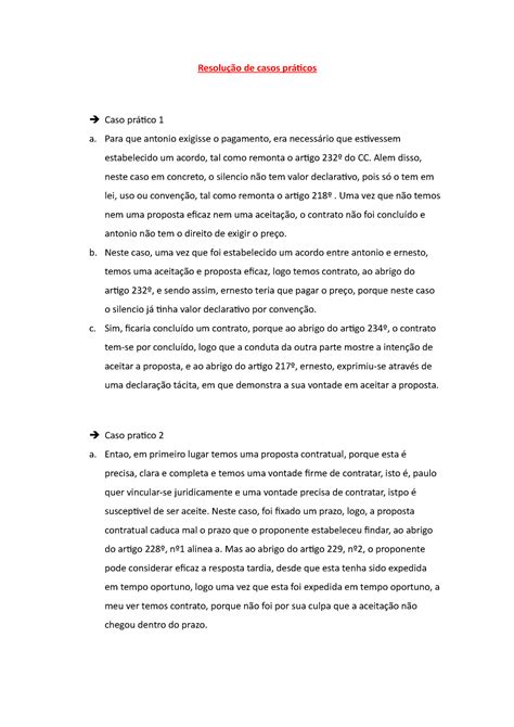 Amostra exame prática 2018 perguntas e respostas Resolução de casos