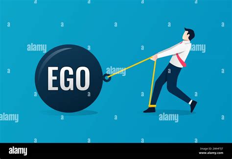 Ego Burden Concept Businessman Try To Pull His Ego Businessman Facing