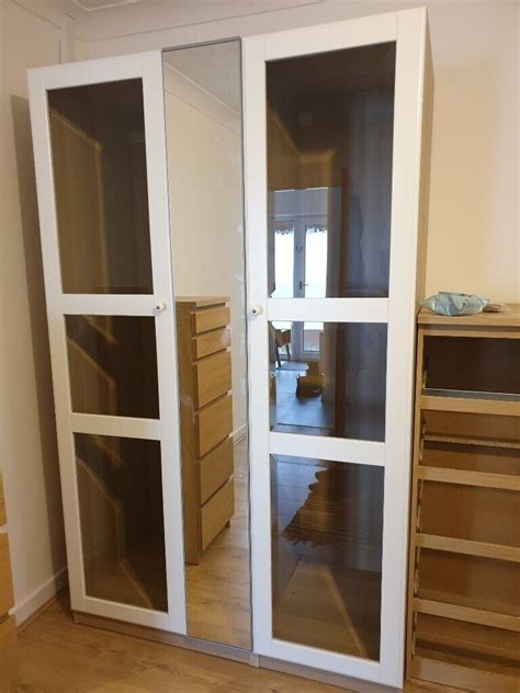 Ikea Pax Tyssedal White Wood And Glass Wardrobe Doors X 4 195 X 50 In Caerphilly Gumtree