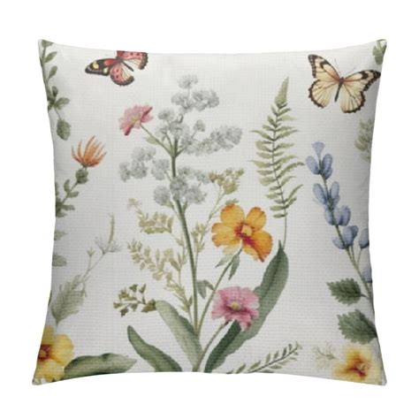 Onetech Spring Summer Daisy Floral Leaves Pillow Covers Set Of