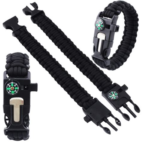 BRANSOLETKA SURVIVAL 5W1 PARACORD KRZESIWO KOMPAS SURWIWAL PRZETRWANIA