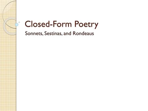 closed form poetry powerpoint    id