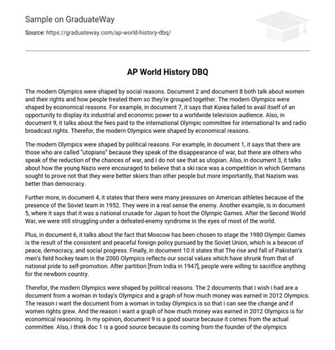 Ap World History Dbq 467 Words Free Essay Example On Graduateway