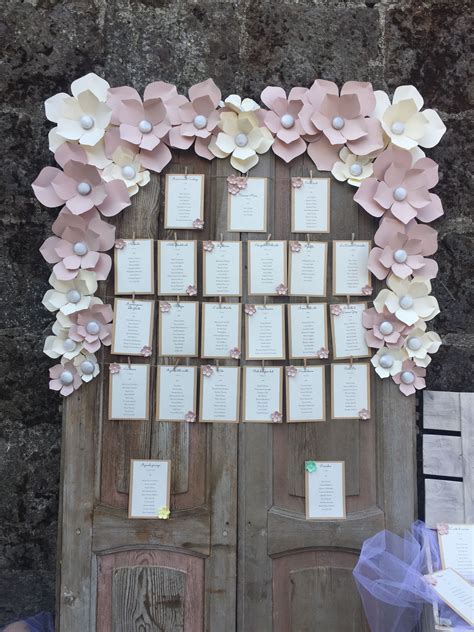 Tableau De Mariage Con Fiori Di Carta Avorio E Cipria Mariage Fiori