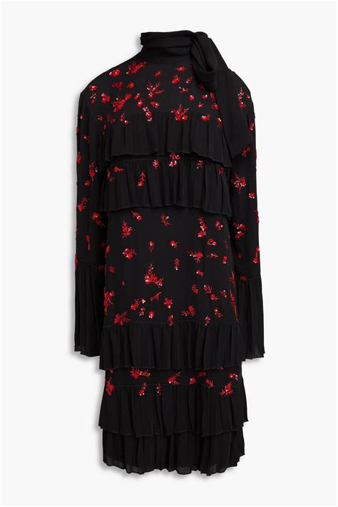 VALENTINO GARAVANI Pussy Bow Embellished Crepe Dress THE OUTNET