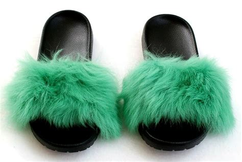 Ugg Royale Green Toscana Fur Fashion Slides Slip On Sandals Womens New