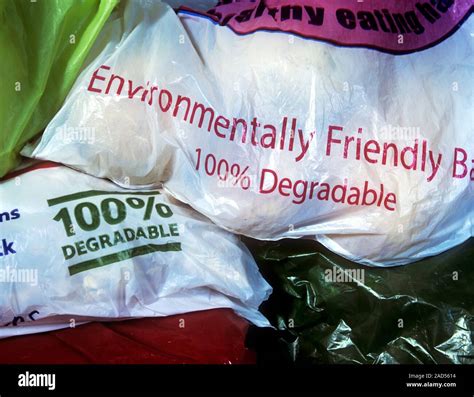 Biodegradable Plastic Bags Close Up Of A Selection Of Carrier Bags