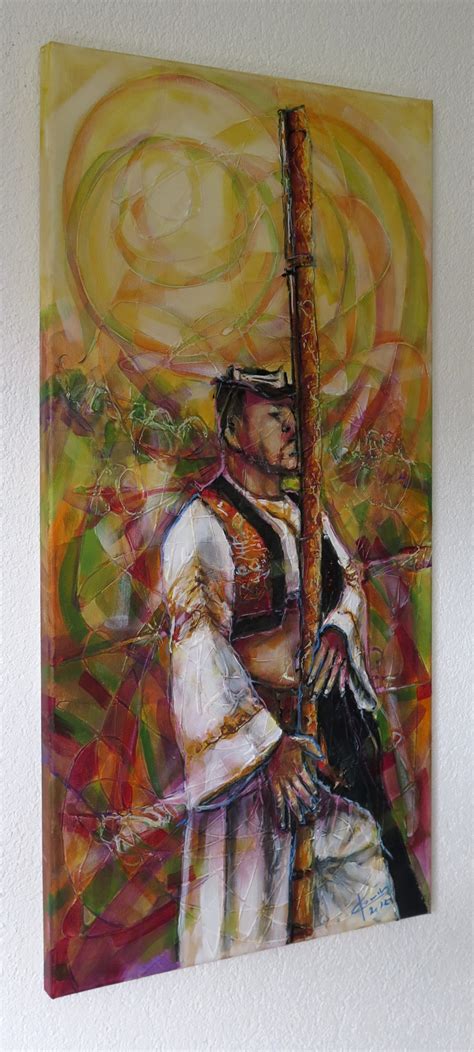 Painting Figure Of Slovakia Tradition Fujara Player Ubom R Korenko