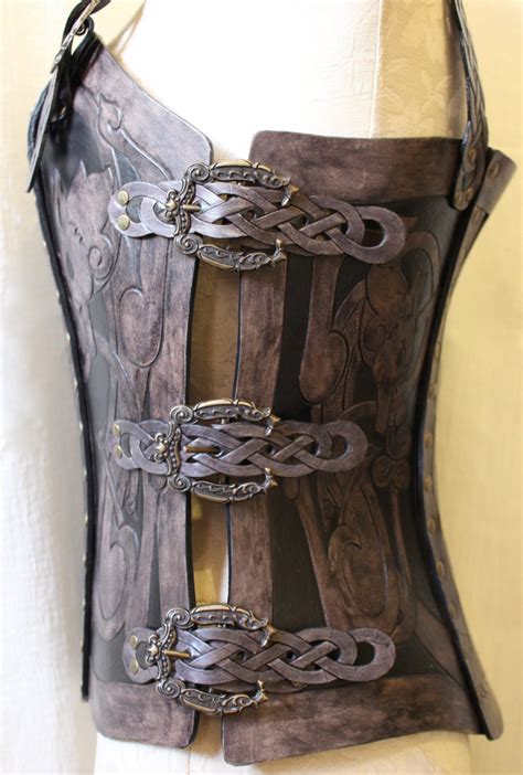 Leather Armor Corset Viking Design Celtic Wolf Cut Out Etsy Uk