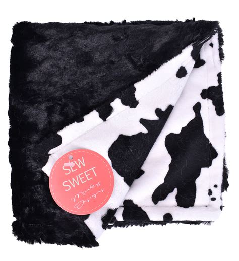 Cow Moo Snow Black Marble Black Lovie Sew Sweet Minky Designs