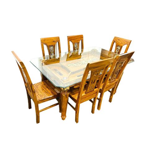 Furniture Heaven Shegun Wood Lacour Polish Dining Table With 6 Chair