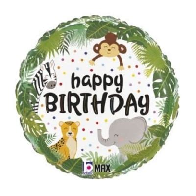 Фолиев балон Happy Birthday сафари, джунгла, животни, кръг 26206P ...