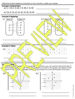 Identifying Functions Guided Notes Worksheet F Function Or Not