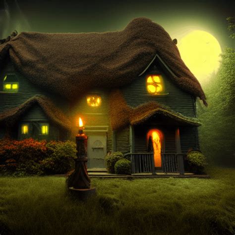 Lovecraft Eldritch Haunted Cottage Halloween Decoration Candlelit 8k