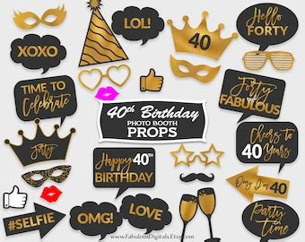 Th Birthday Photo Booth Props Printable Party Props Party Supplies