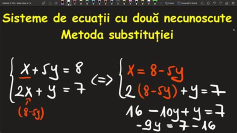 Metoda Substitutiei Sisteme De Ecuatii Clasa Exercitii Invata