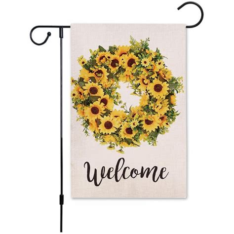 Welcome Garden Flag Boxwood Wreath Spring Yard Flag With Stopper