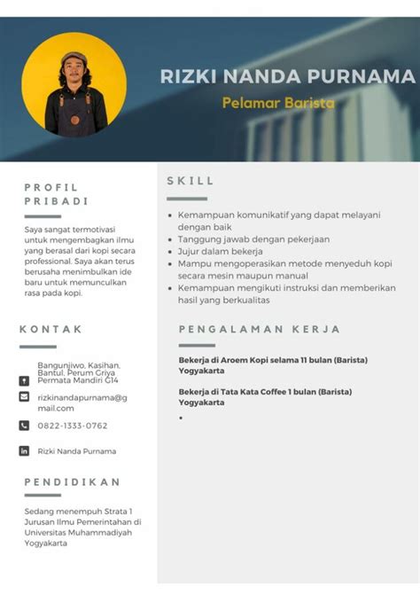 Contoh Cv Barista Via Email Contoh Cv Menarik Barista Contoh Karo The