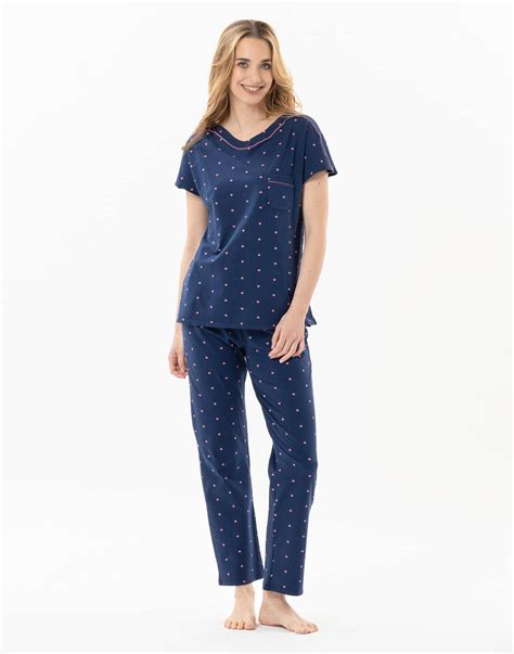 Cotton Elastane Pyjamas AMORE 702 Navy Lingerie Le Chat