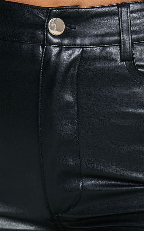 Dilyene Pants Mid Waist Straight Leg Faux Leather Pants In Black Showpo