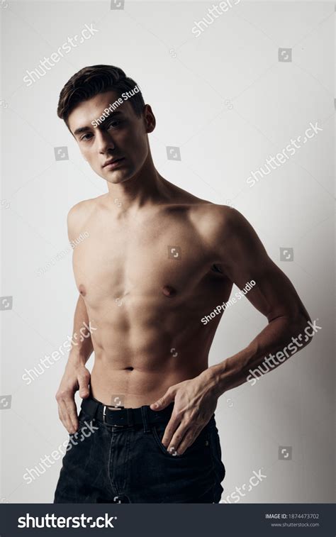 Muscular Guy Pants Nude Torso Cropped Stock Photo Shutterstock